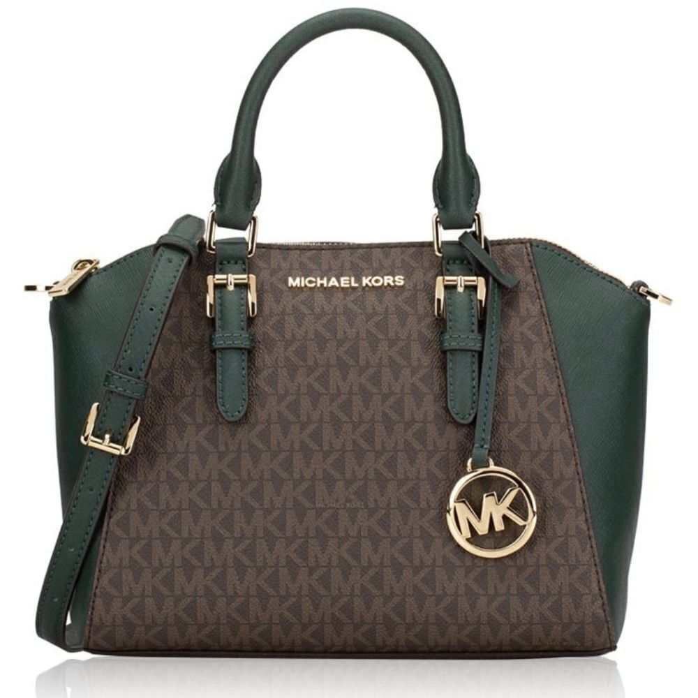 Michael Kors Women's Green Medium CIARA Messenger Top Zip Satchel Crossb…